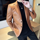 高品质韩版修身仿真皮衣商务休闲西服DX02-P158，男装西服，星座1606-1