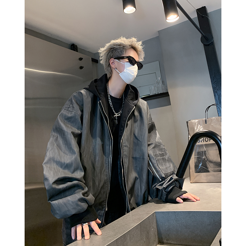 假两件连帽外套男2025春秋季新款