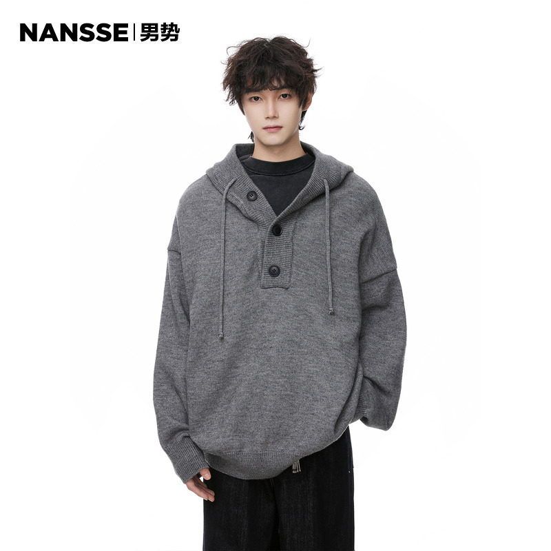 连帽毛衣男冬季加厚高级感针织衫