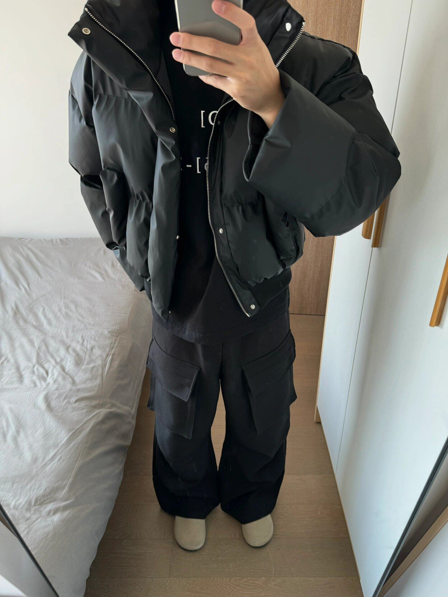 thumbnail for PU Leather Jacket Men's Winter American High Street Fashion Brand Handsome Cotton Jacket Short Stand Collar Loose Bread Jacket Cotton Jacket