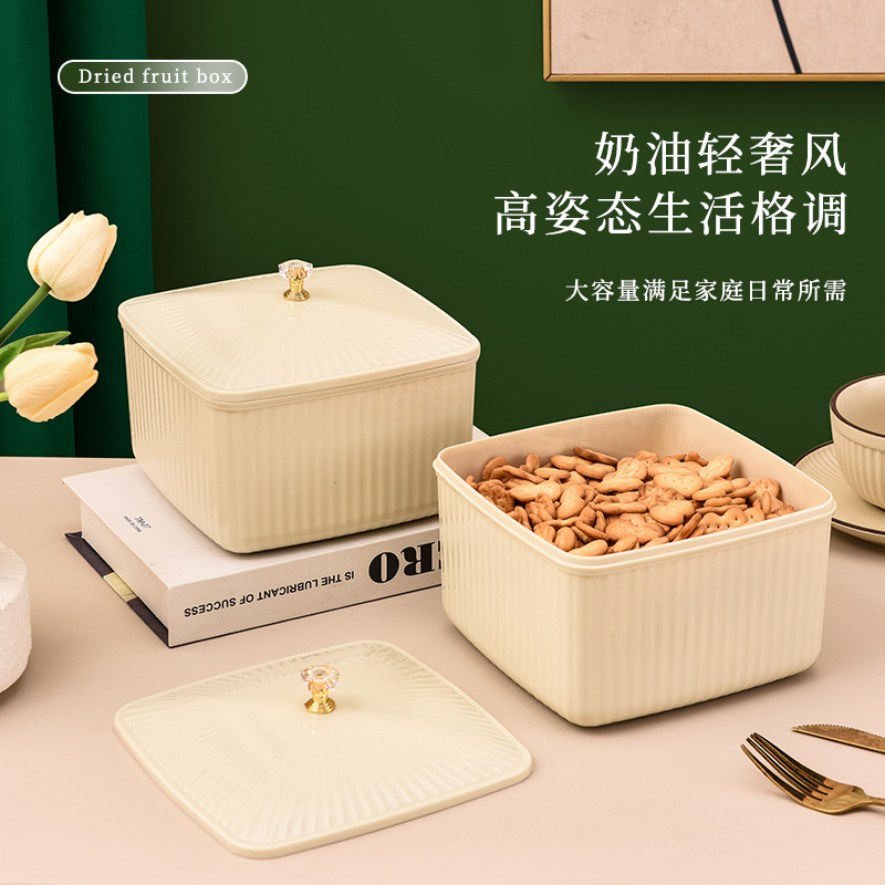 水果盘网红轻奢家用客厅茶几干果盘零食摆放盘2023新款带盖瓜果盘