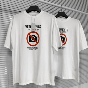 vetements维特萌禁止拍照纯棉刺绣男女圆领短袖 20ss tee 本 高版