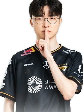 2025世界赛s15五星FAKER同款战队出征服黑色五星队服LCK短袖T恤