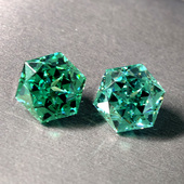 六棱星切割帕拉伊巴裸石霓虹蓝绿色碧玺培育宝石戒指吊坠两用款 女