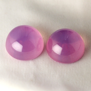 圆形平底素面粉红蓝宝石裸石猫眼光面芙蓉玉翡翠戒面培育彩宝首饰