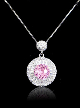 粉钻石吊坠女项坠粉色高碳钻