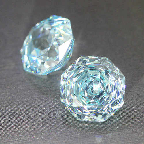 玫瑰切海蓝宝石裸石冰蓝高精切