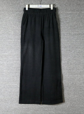 百味悄格2020冬季丽人高腰弹力休闲针织大直筒阔腿长裤B251K2109