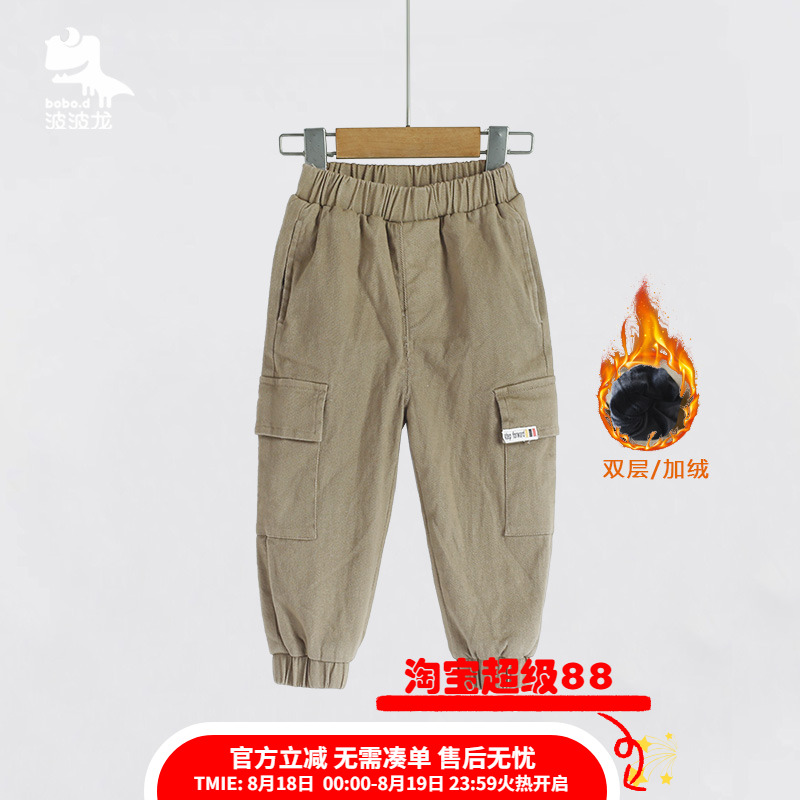 童装加绒保暖波波龙冬季休闲裤