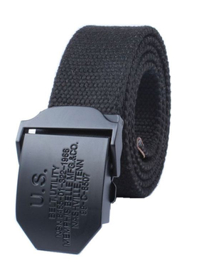 6号黑色US金属扣时尚战术腰带男百搭黑鹰合金压扣皮带半自动扣裤