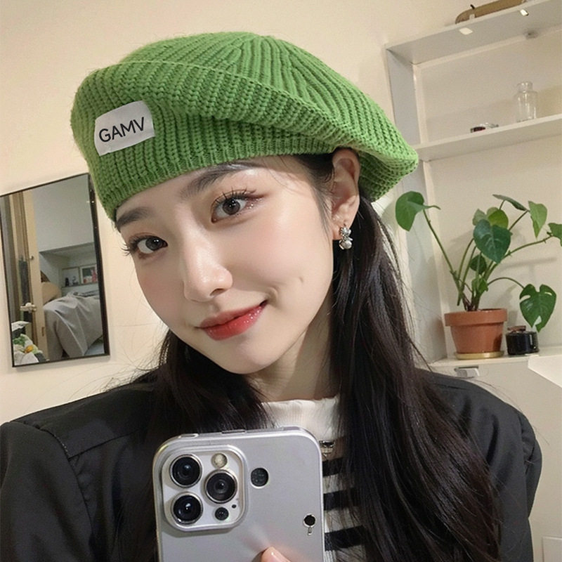 时尚针织贝雷帽子女秋冬百搭保暖帽子