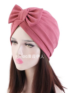 可拆卸蝴蝶结印度帽民族风包头帽女帽子Arab turban Malaysia hat