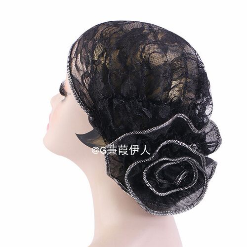 夏季透气蕾丝花朵头巾帽turban