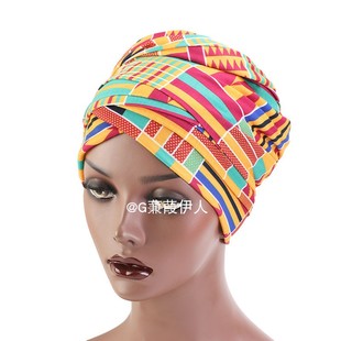 非洲风印花头巾帽长筒围巾裹头帽民族包头帽女African headscarf