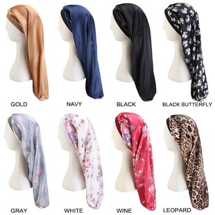 高弹力边长筒帽色丁睡帽长发脱发护发帽子包头帽头巾帽女士turban