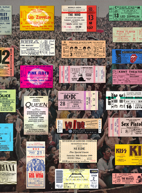披头士oasis枪花ins复古摇滚乐队门票笔记本电脑手机贴纸防水贴画