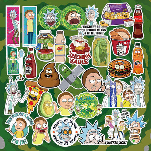 瑞克和莫蒂卡通动漫笔记本电脑手机装饰冰箱防水杯头盔电动车贴纸