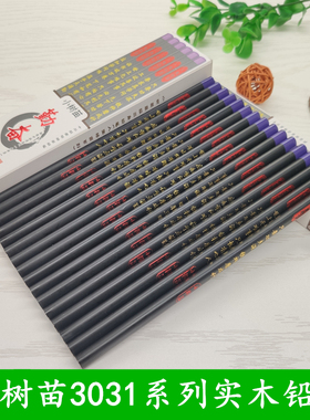小树苗3031三角铅笔勤奋格言三棱实木杆铅笔易握正姿HB无铅毒铅笔