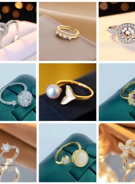 珍珠可旋转戒指2023新款