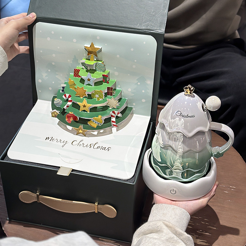 圣诞节礼物送老婆女友水杯女生杯子陶瓷马克杯高颜值圣诞树咖啡杯