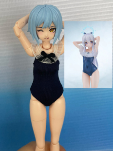 1:12机娘figma蔚蓝碧蓝档案月雪宫子紧身弹力露背泳装手办娃衣