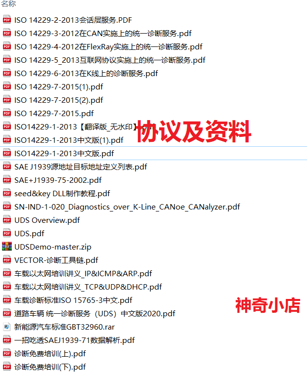 J1939标准/UDS诊断协议/IOS14229中文/车载诊断学习/以太网培训