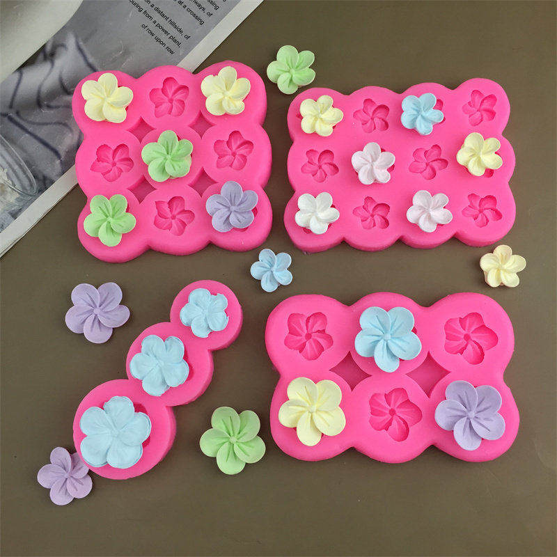 五瓣大小花朵硅胶模具蛋糕装饰 小号中号大号巧克力翻糖烘焙模具