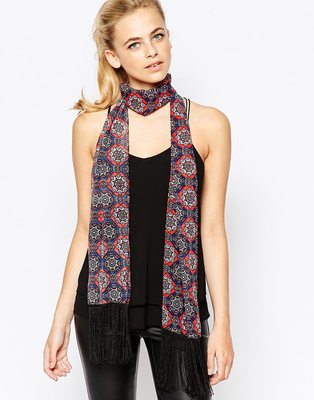 2024新品女士细围巾流苏款细长围巾春秋欧美风丝巾薄款领巾多功能