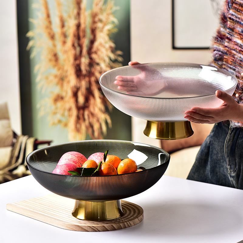 轻奢高脚玻璃水果盘2021新款