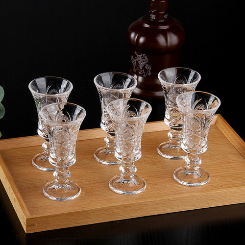 法兰晶刻花白酒杯家用客厅一口杯