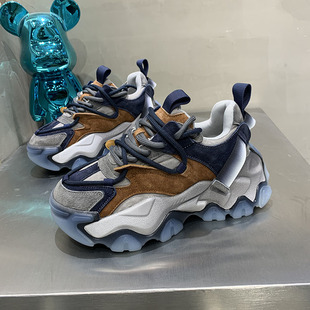 欧洲站个性男鞋2023新款秋款休闲运动鞋子男ins潮厚底老爹鞋舒适