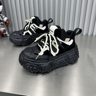 潮男增高舒适男鞋 厚底溶解老爹鞋 透气皮面百搭休闲鞋 新款 2025秋季