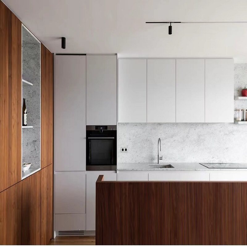 杭州简约现代米白色爱格板整体橱柜方堂空间全屋定制w1000sm系列