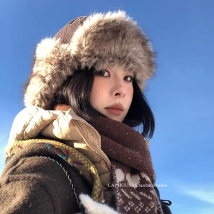 巨暖和~东北毛绒护耳雷锋帽女士冬季保暖蒙古包头帽加厚防寒帽子