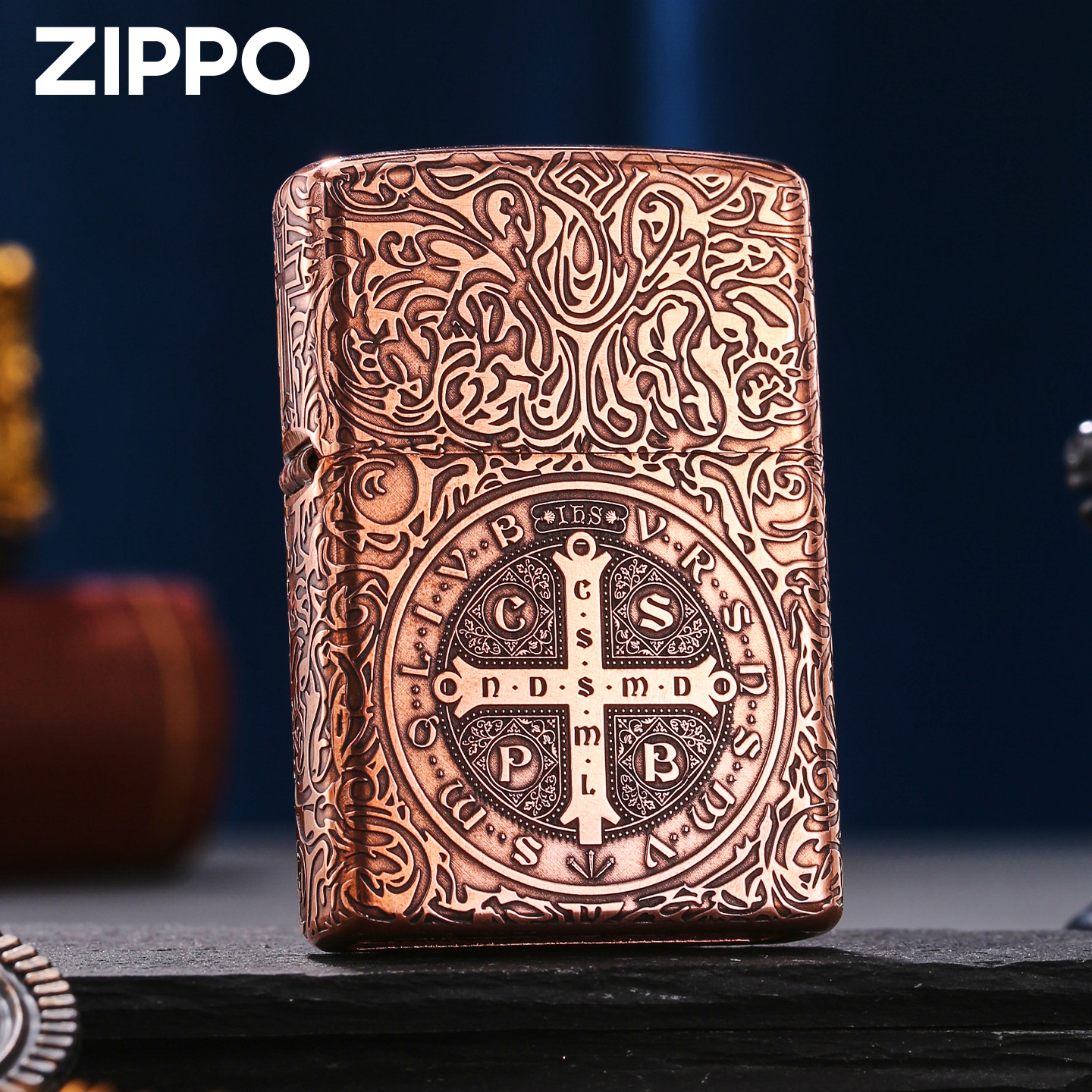 zippo打火机男士生日礼物 康斯坦丁蚊版紫铜外壳官方正品防风煤油