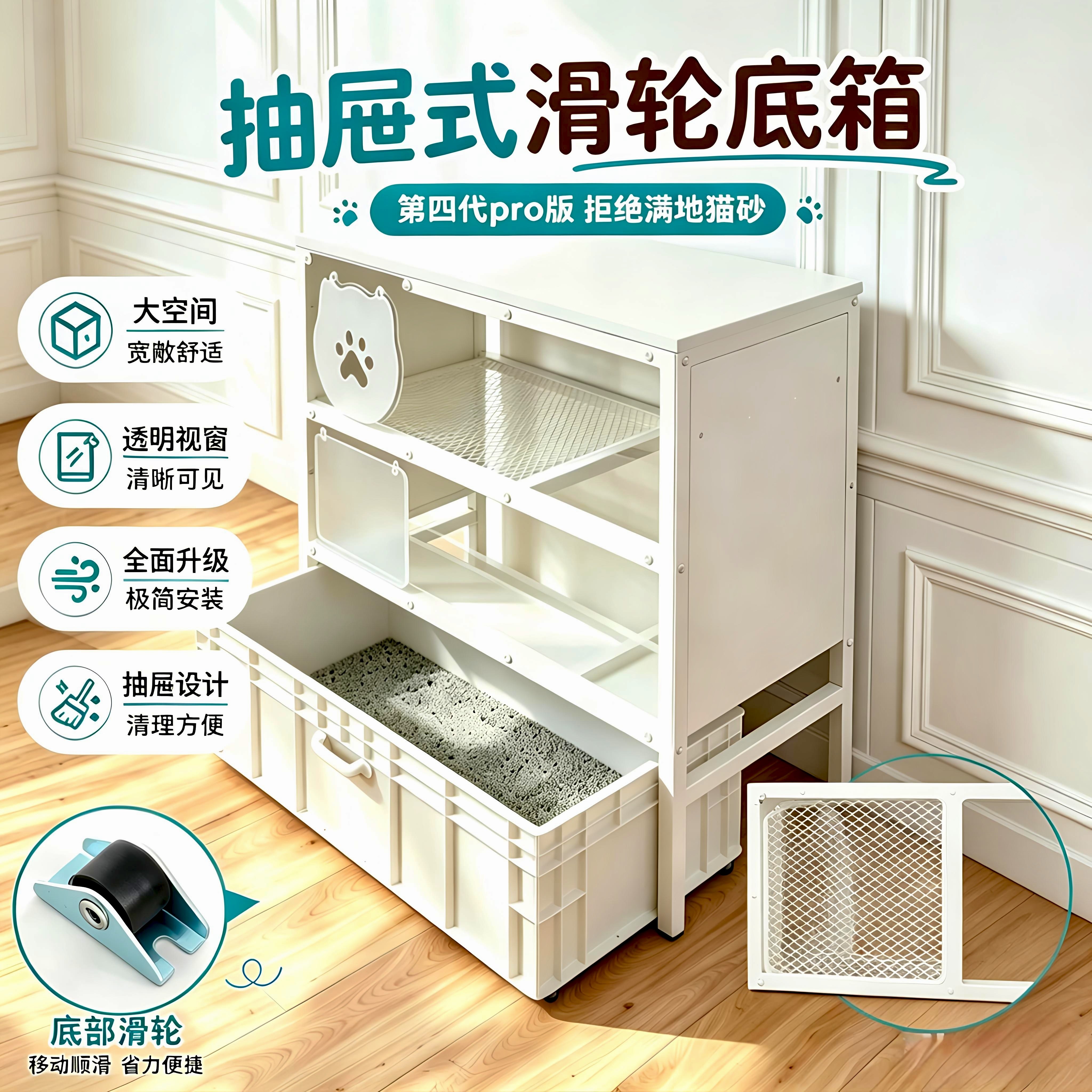 四代pro大号全封闭猫砂盆一体柜置物架三层防外溅猫厕所隔离异味