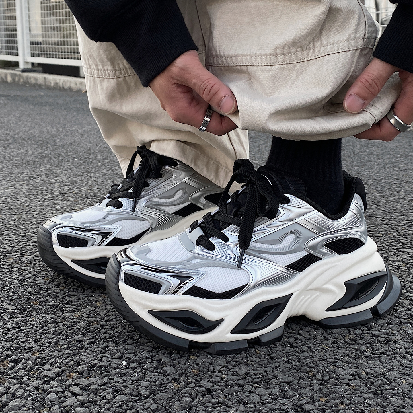 6CM厚底增高猫眼异瞳机甲老爹鞋