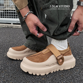 两点浪漫新款 轻质厚底增高勃肯棉鞋 男女魔术贴加绒保暖东北雪地靴
