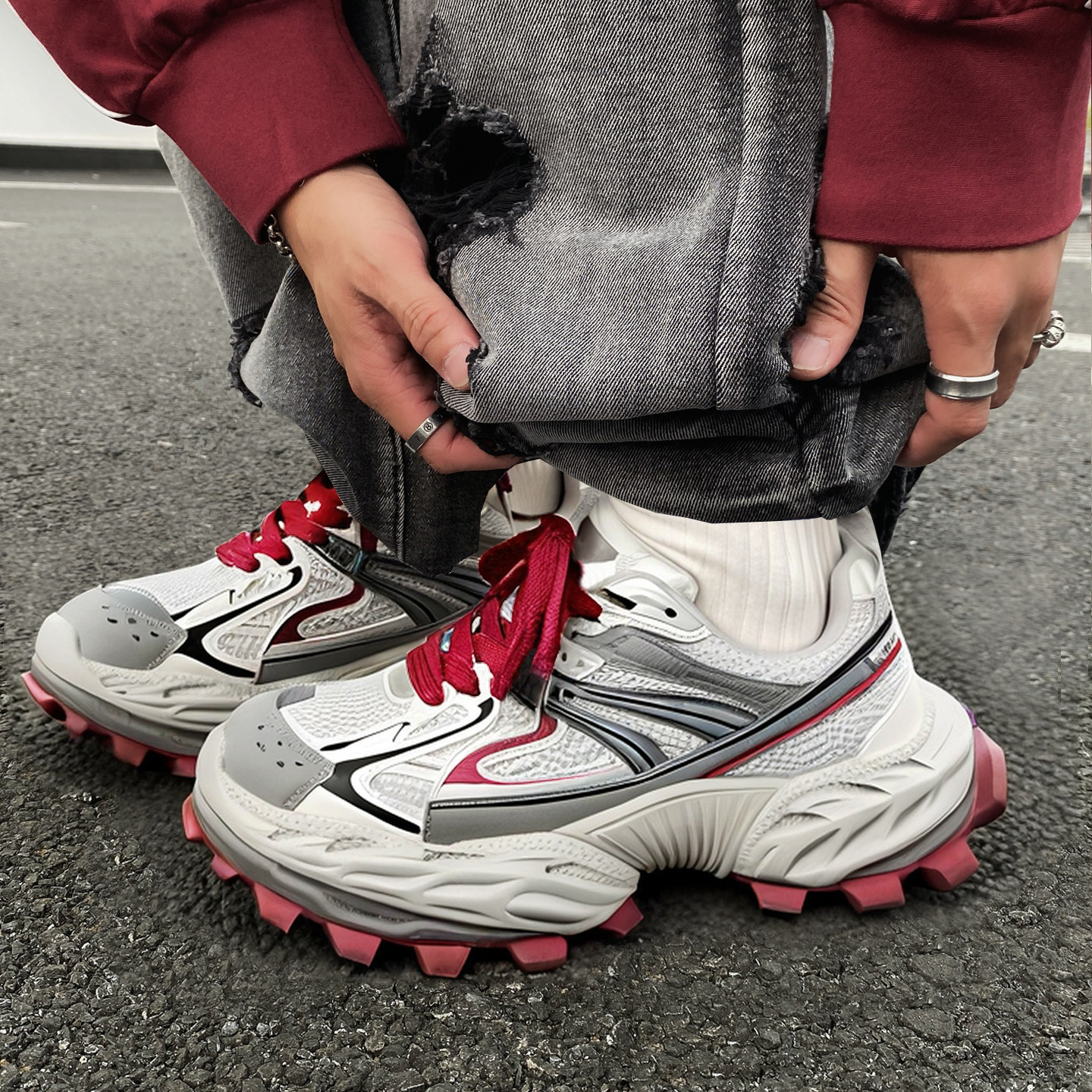 两点浪漫原创设计男女6CM厚底增高老爹鞋国潮黑武士银色机甲潮鞋,流行男鞋,老爹鞋,淘宝优惠券,粉丝福利购,淘宝优惠卷