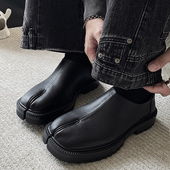 两点浪漫LDLM小众厚底分趾鞋 猪蹄鞋 休闲皮鞋 男舒适软皮套脚德比鞋