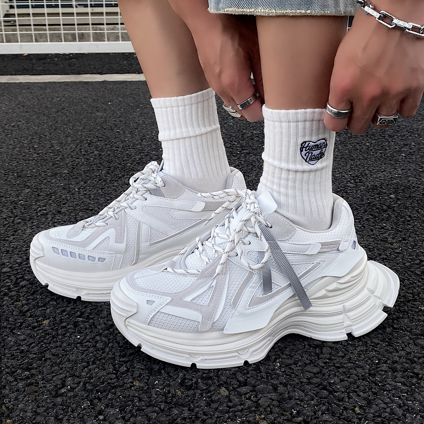 6CM厚底增高小白鞋男女潮老爹鞋