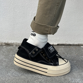 两种穿法 情侣厚底潮鞋 复古高帮板鞋 男女chic小众百搭透气帆布鞋