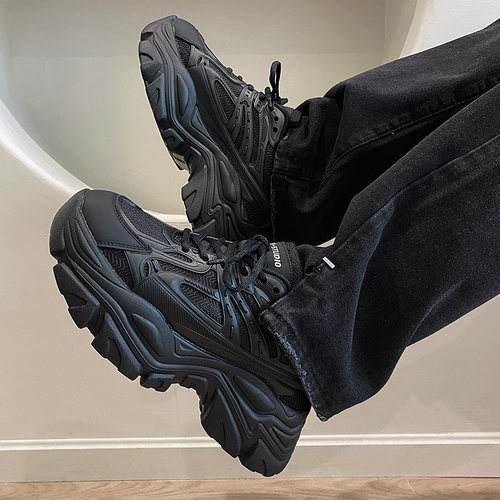 7cm增高黑武士高街网面老爹鞋男