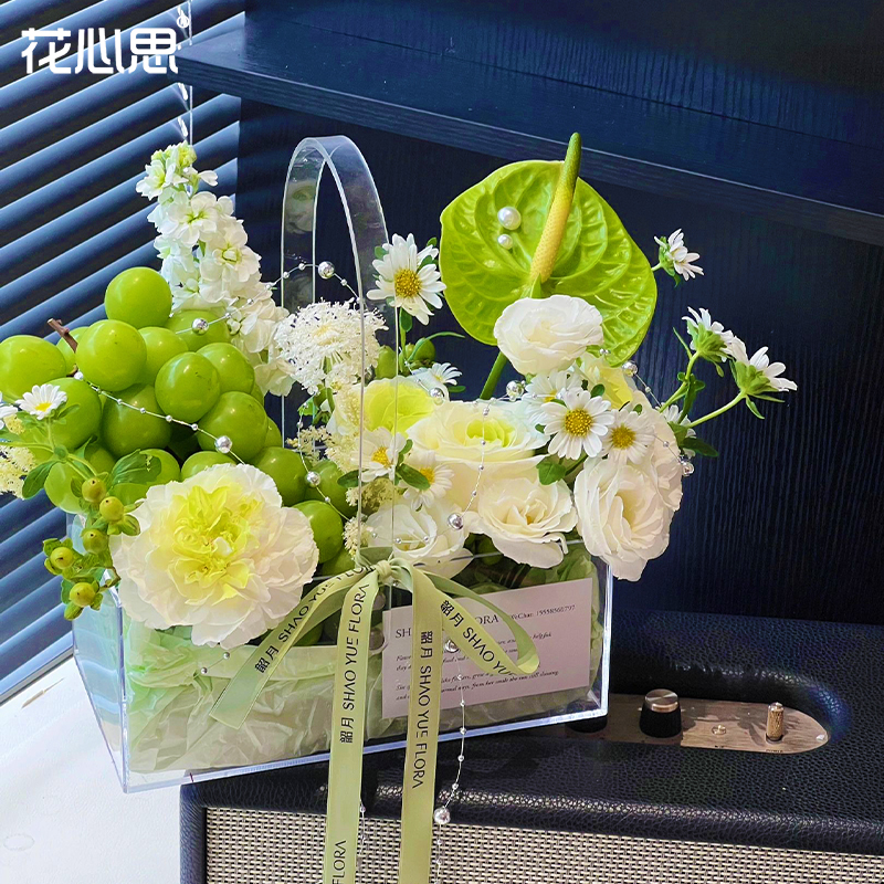 轻奢小众透明亚克力花盒包装盒子