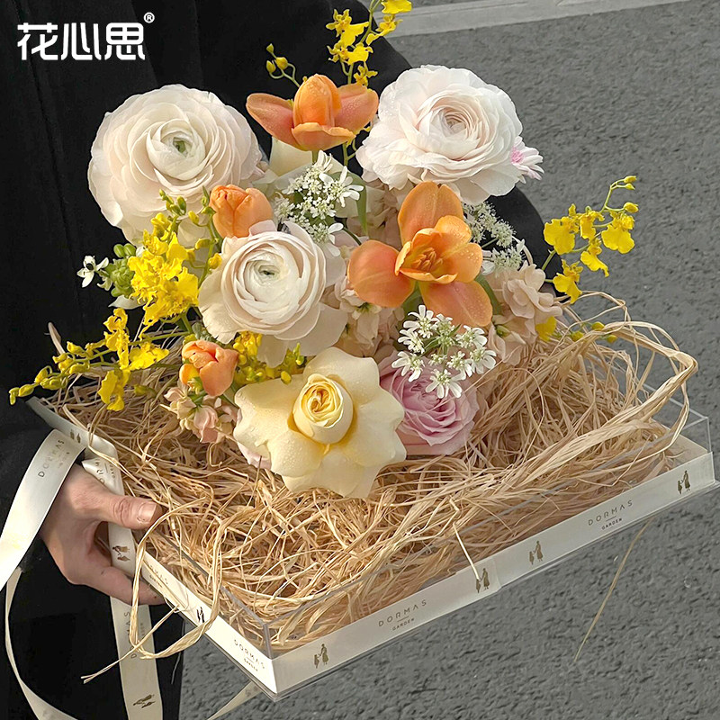 花心思天然拉菲草礼盒填充物原色花束扎带鲜花包装材料手工花艺