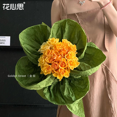 小红花雪奈纸褶皱手揉纸鲜花包花