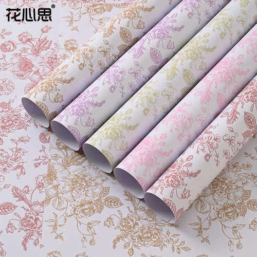 花心思母亲节复古繁花鲜花包装纸