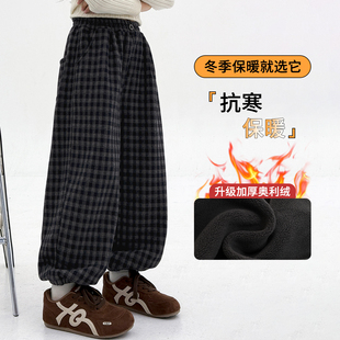 富罗迷女童裤子儿童加绒裤冬季新款加厚好看青少年洋气休闲运动裤