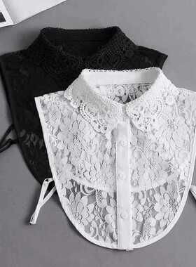 高级感蕾丝假领子黑色女百搭衬衫假领装饰花边衣领假领秋冬毛衣领