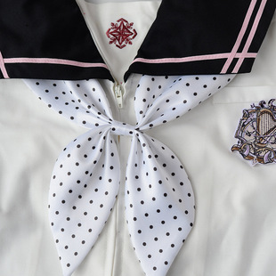白色波点领结金鱼草结jk三角巾免打水手服领巾日系蝴蝶结制服领花